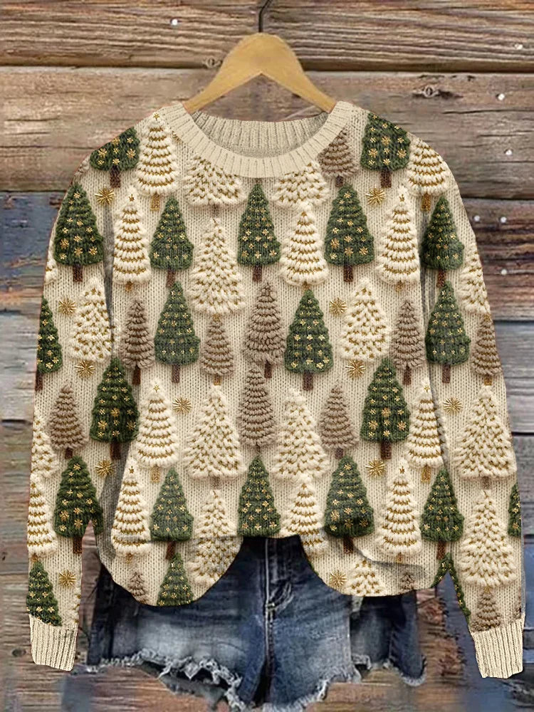 Mia | Warm Cozy Sweater with Christmas Trees