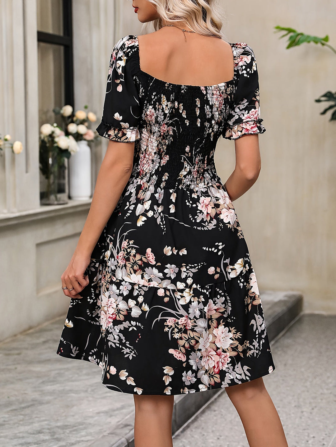 Jade™ | Floral Print Square Neck Dress